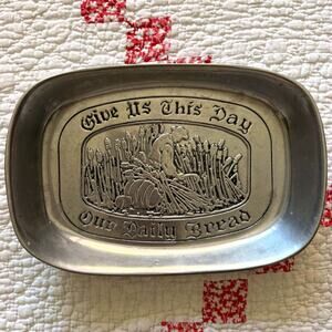 Wilton Pewter Tray “Give Us This Day Our Daily Bread” Vintage